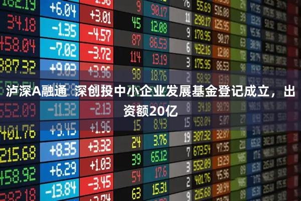 泸深A融通  深创投中小企业发展基金登记成立，出资额20亿