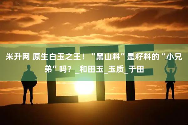 米升网 原生白玉之王！“黑山料”是籽料的“小兄弟”吗？_和田玉_玉质_于田